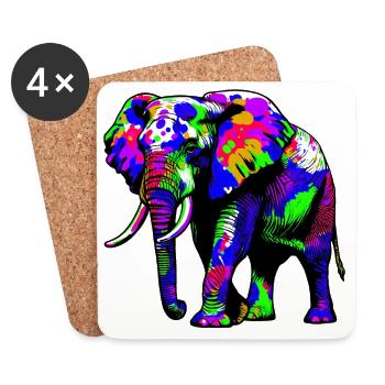 Éléphant - Dessous de verre (lot de 4) - blanc - Devant