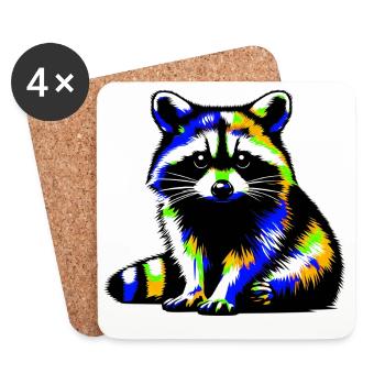 Raccoon - Coasters (set of 4) - white - Front