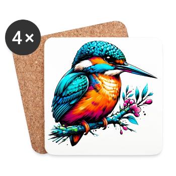 Eisvogel - Untersetzer (4er-Set) - Weiß - Vorne