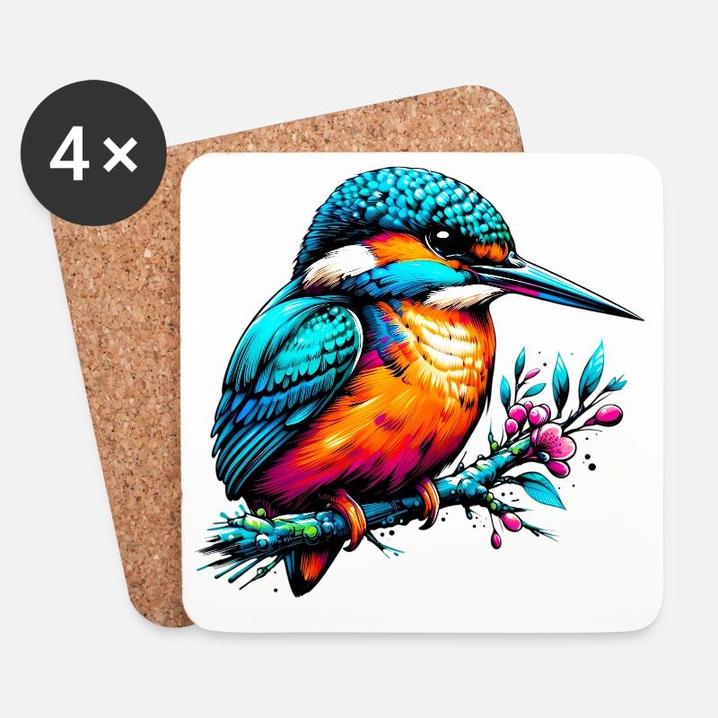 Eisvogel - Untersetzer (4er-Set) - Weiß