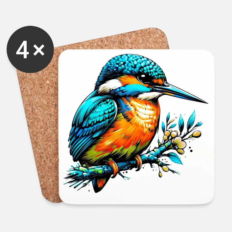 Eisvogel - Untersetzer (4er-Set) - Weiß