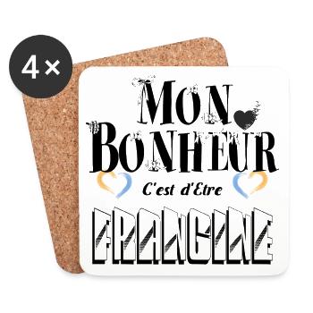Mon Bonheur C'est d'Etre Frangine - Dessous de verre (lot de 4) - blanc - Devant