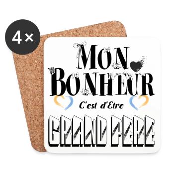 Mon Bonheur C'est d'Etre Grand Père - Dessous de verre (lot de 4) - blanc - Devant
