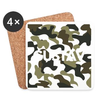 Gustav Name Hoodie Men Good Quality Camouflage - Coasters (set of 4) - white - Front