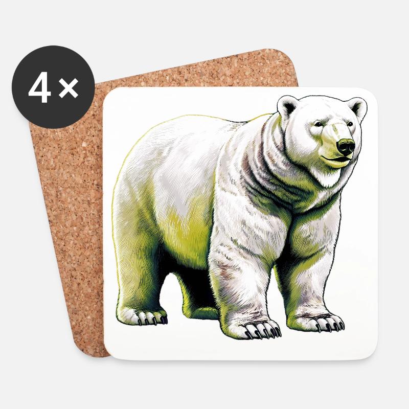 Weißer Eisbär - Untersetzer (4er-Set) - Weiß