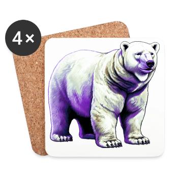 White polar bear - Coasters (set of 4) - white - Front
