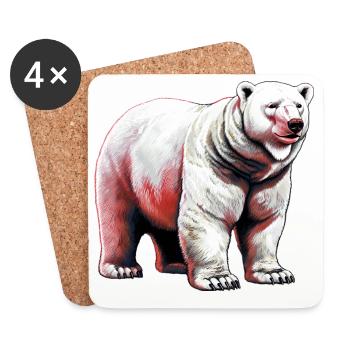 White polar bear - Coasters (set of 4) - white - Front