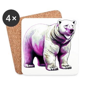 White polar bear - Coasters (set of 4) - white - Front