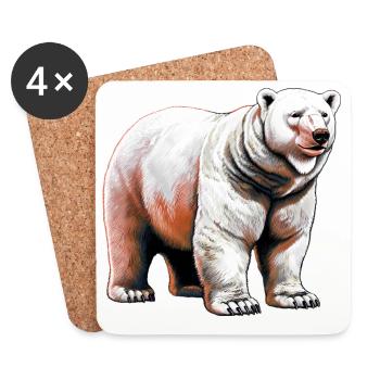 White polar bear - Coasters (set of 4) - white - Front