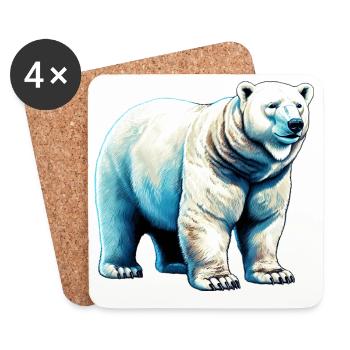 White polar bear - Coasters (set of 4) - white - Front