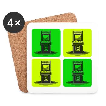 Retro Gaming Automaten 80er - Untersetzer (4er-Set) - Weiß - Vorne