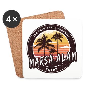 Marsa Alam Egypt Vintage Palm Tree Design - Coasters (set of 4) - white - Front