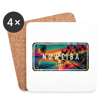Nuweiba Egypt Vintage Sign Design - Coasters (set of 4) - white - Front