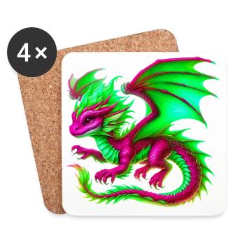 Dragon - Dessous de verre (lot de 4) - blanc - Devant