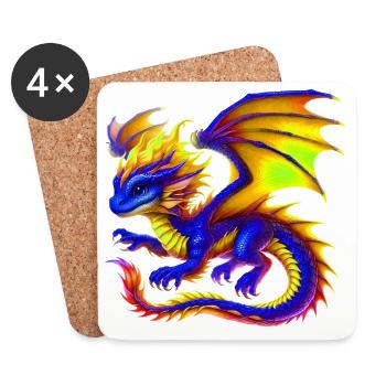 Dragon - Dessous de verre (lot de 4) - blanc - Devant