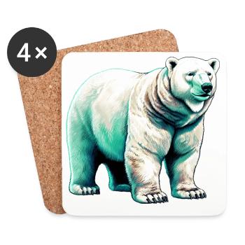 White polar bear - Coasters (set of 4) - white - Front