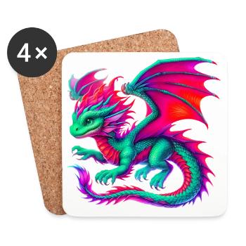 Dragon - Dessous de verre (lot de 4) - blanc - Devant