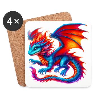 Dragon - Dessous de verre (lot de 4) - blanc - Devant