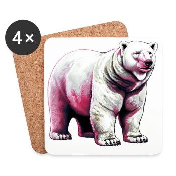 White polar bear - Coasters (set of 4) - white - Front