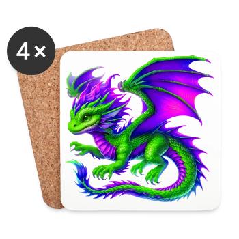 Drache - Untersetzer (4er-Set) - Weiß - Vorne