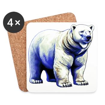 White polar bear - Coasters (set of 4) - white - Front