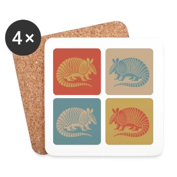 Vintage Armadillo Armadillo Pop Art - Coasters (set of 4) - white - Front