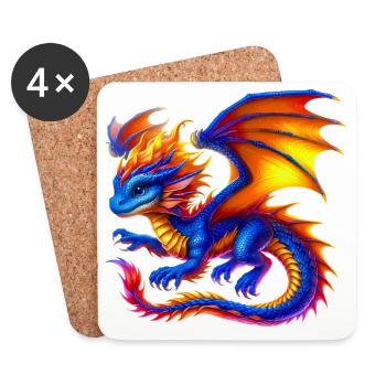 Dragon - Dessous de verre (lot de 4) - blanc - Devant