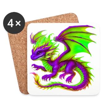 Dragon - Dessous de verre (lot de 4) - blanc - Devant