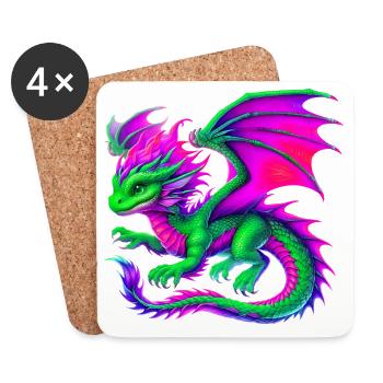 Drache - Untersetzer (4er-Set) - Weiß - Vorne