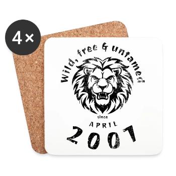 18. Geburtstag Sauvage, libre et indompté depuis 04/2007 - Dessous de verre (lot de 4) - blanc - Devant