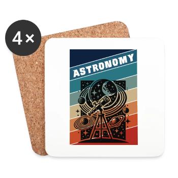 Style rétro astronomique - Dessous de verre (lot de 4) - blanc - Devant