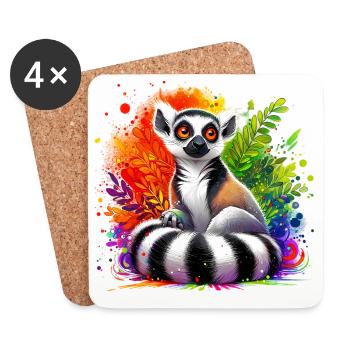 Lemur - Untersetzer (4er-Set) - Weiß - Vorne
