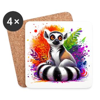 Lemur - Untersetzer (4er-Set) - Weiß - Vorne