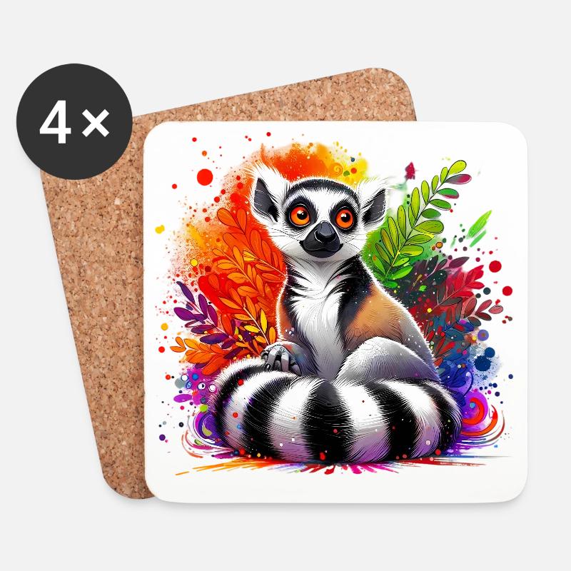 Lemur - Untersetzer (4er-Set) - Weiß