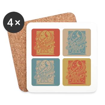 Design rétro d’astronomie - Dessous de verre (lot de 4) - blanc - Devant