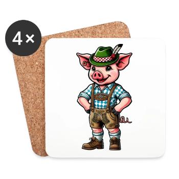 Cochon bavarois - Dessous de verre (lot de 4) - blanc - Devant