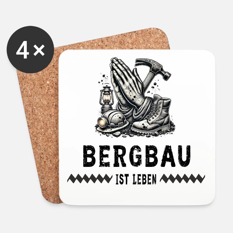 Bergbau ist Leben - Untersetzer (4er-Set) - Weiß