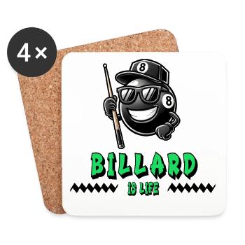 Billiards is Life – Cool 8-Ball Design - Coasters (set of 4) - white - Front