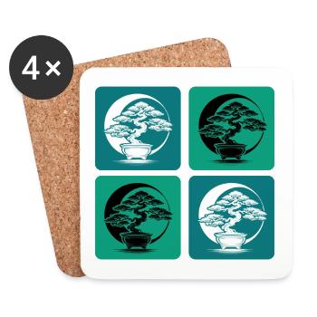 Bonsai Yin Yang - Coasters (set of 4) - white - Front