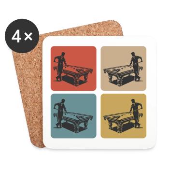Vintage Billard Spieler - Untersetzer (4er-Set) - Weiß - Vorne