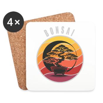 Bonsaï Coucher de soleil - Dessous de verre (lot de 4) - blanc - Devant