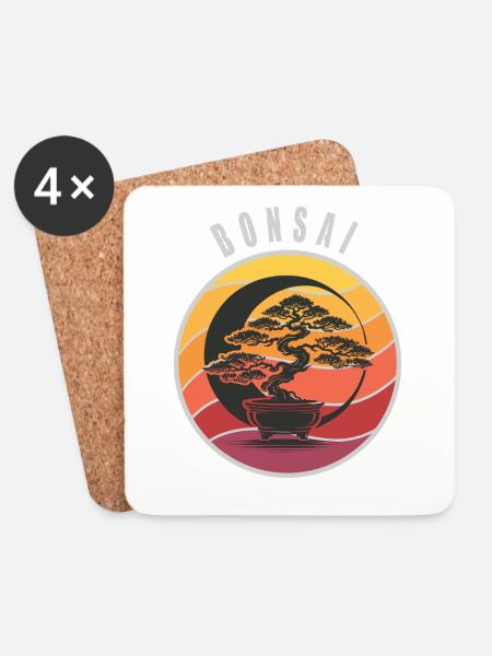 Bonsai Sunset - Coasters (set of 4) - white
