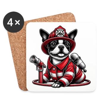Bostie Fire Brigade Dog - Coasters (set of 4) - white - Front