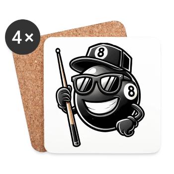 Cool billiard 8-ball design - Coasters (set of 4) - white - Front