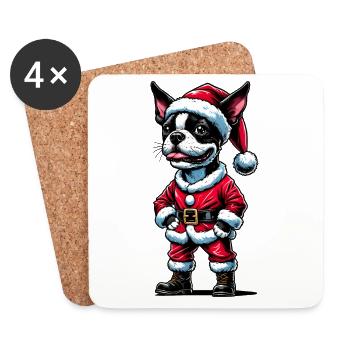 Bostie Père Noël - Dessous de verre (lot de 4) - blanc - Devant