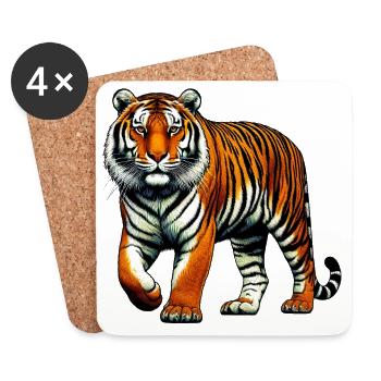Tiger - Untersetzer (4er-Set) - Weiß - Vorne