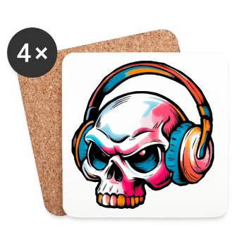 Colored Skull Illustration - Coasters (set of 4) - white - Front