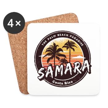 Samara – Costa Rica Palmiers Beach Design - Dessous de verre (lot de 4) - blanc - Devant