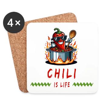 Chili ist Leben - Untersetzer (4er-Set) - Weiß - Vorne