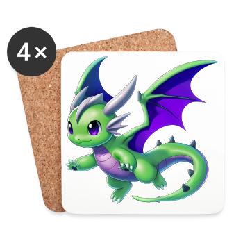 Drache - Untersetzer (4er-Set) - Weiß - Vorne